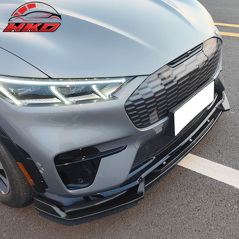 Fits 21-23 Ford Mustang Mach-E GT 3PCS Front Bumper Lip Spoiler PP Gloss Black