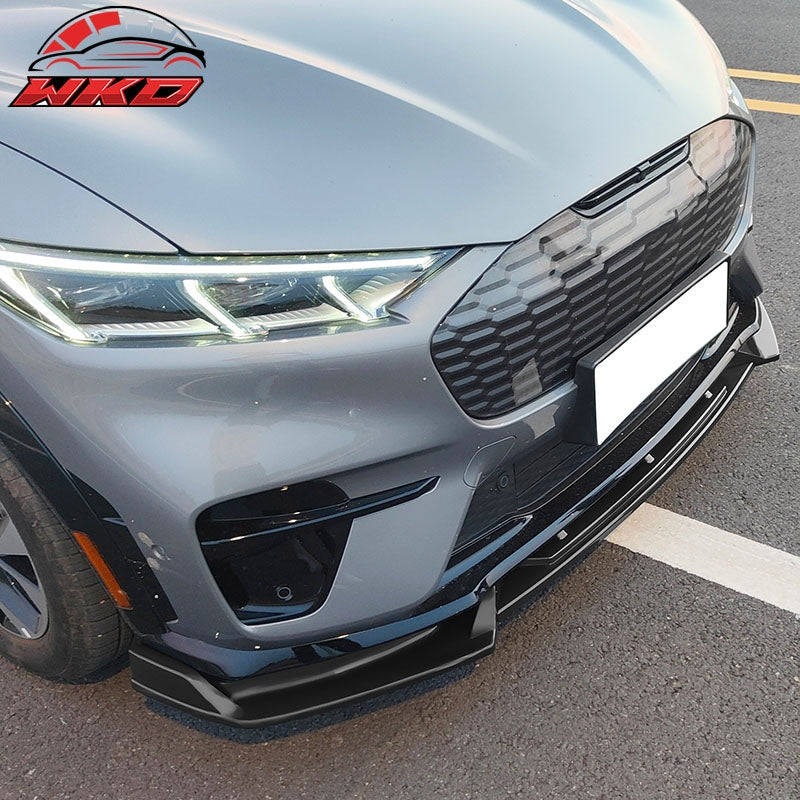 Fits 21-23 Ford Mustang Mach-E GT 3PCS Front Bumper Lip Spoiler PP Matte Black