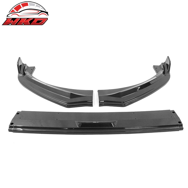 Fits 21-26 Ford Mustang Mach-E IKON Carbon Fiber Print Front Bumper Lip PP 3PCS