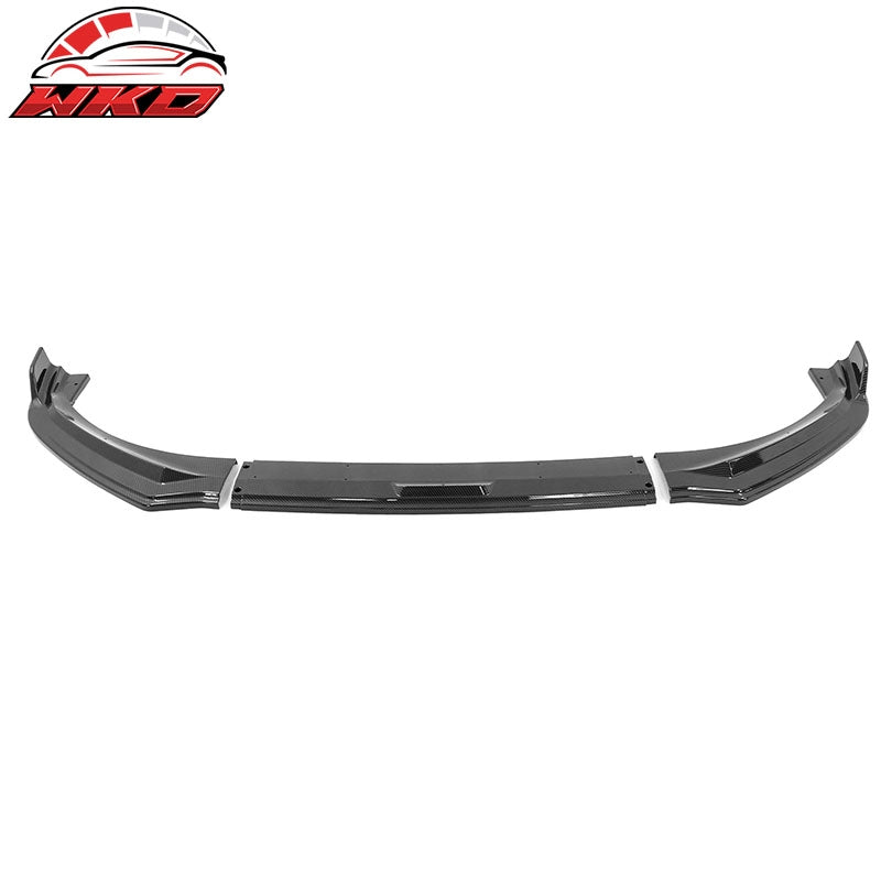 Fits 21-26 Ford Mustang Mach-E IKON Carbon Fiber Print Front Bumper Lip PP 3PCS