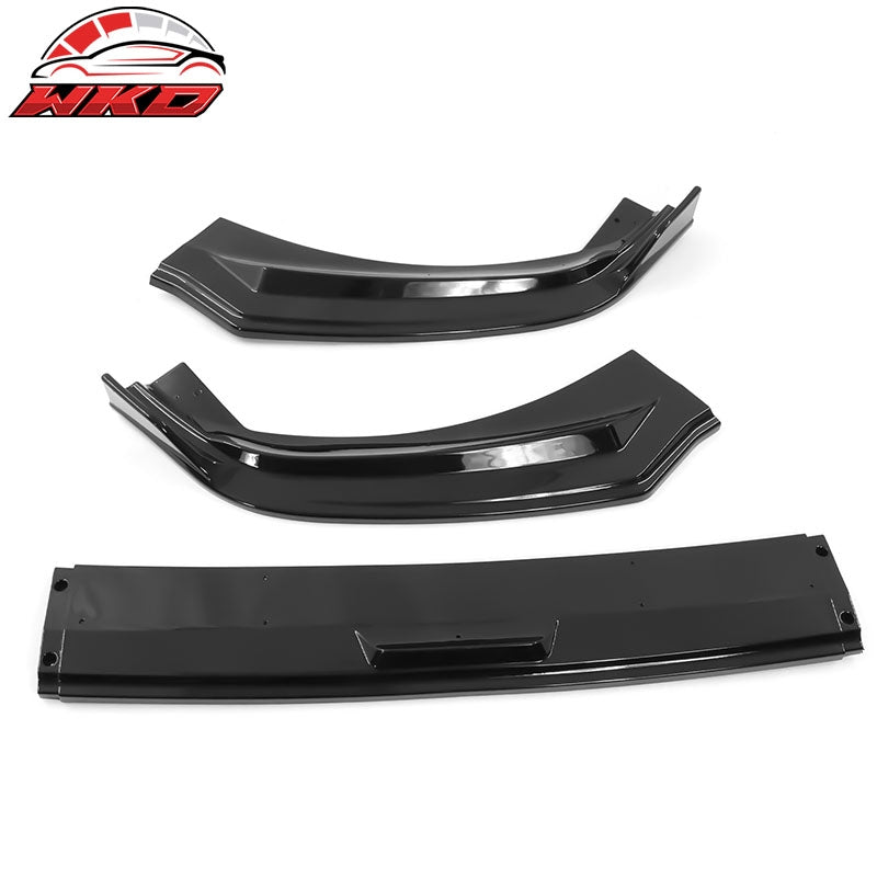 Fits 21-26 Ford Mustang Mach-E IKON Style Gloss Black Front Bumper Lip PP 3PCS
