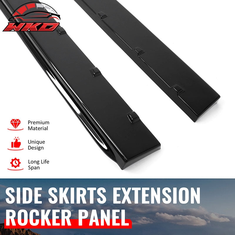 For 24-26 Ford Mustang R Style 2PCS Side Skirts Add On Splitters Gloss Black ABS