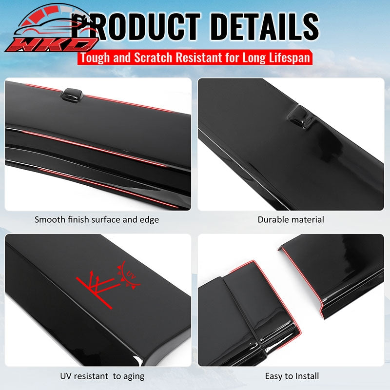 For 24-26 Ford Mustang R Style 2PCS Side Skirts Add On Splitters Gloss Black ABS