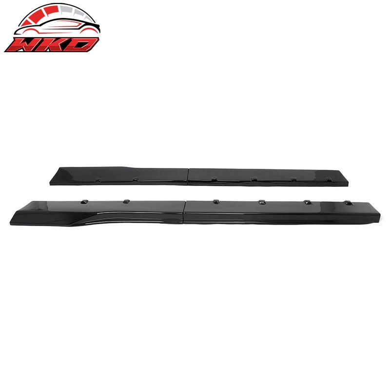For 24-26 Ford Mustang R Style 2PCS Side Skirts Add On Splitters Gloss Black ABS
