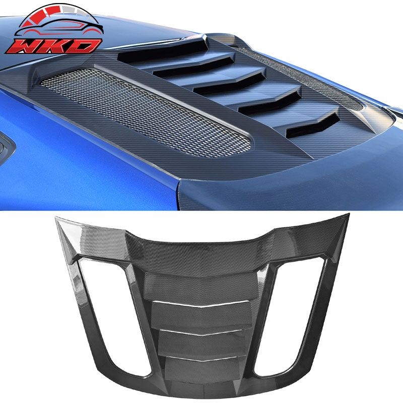 Fits 15-24 Ford Mustang Rear Window Louver Sun Shade Cover - Carbon Fiber Print