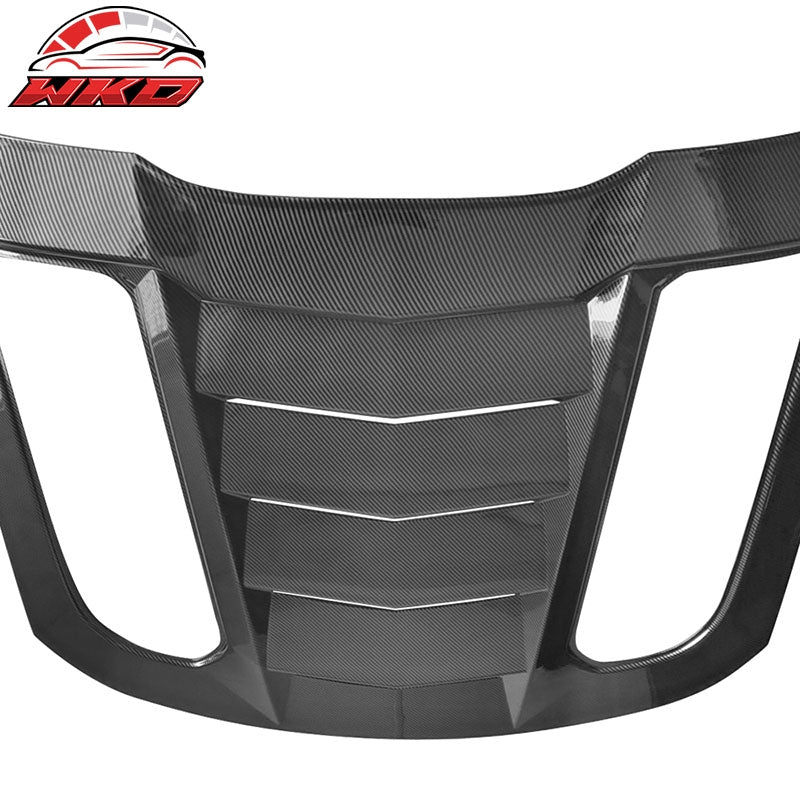 Fits 15-24 Ford Mustang Rear Window Louver Sun Shade Cover - Carbon Fiber Print