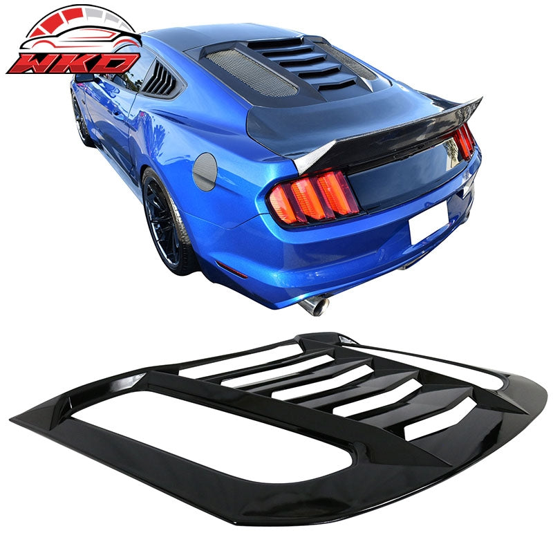Fits 15-24 Ford Mustang IKON V2 Style Rear Window Louver Sun Shade Gloss Black