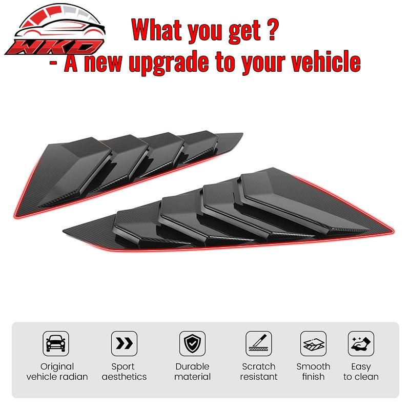 Fits 24-26 Ford Mustang S650 Coupe Side Window Louvers Scoop Carbon Fiber Print