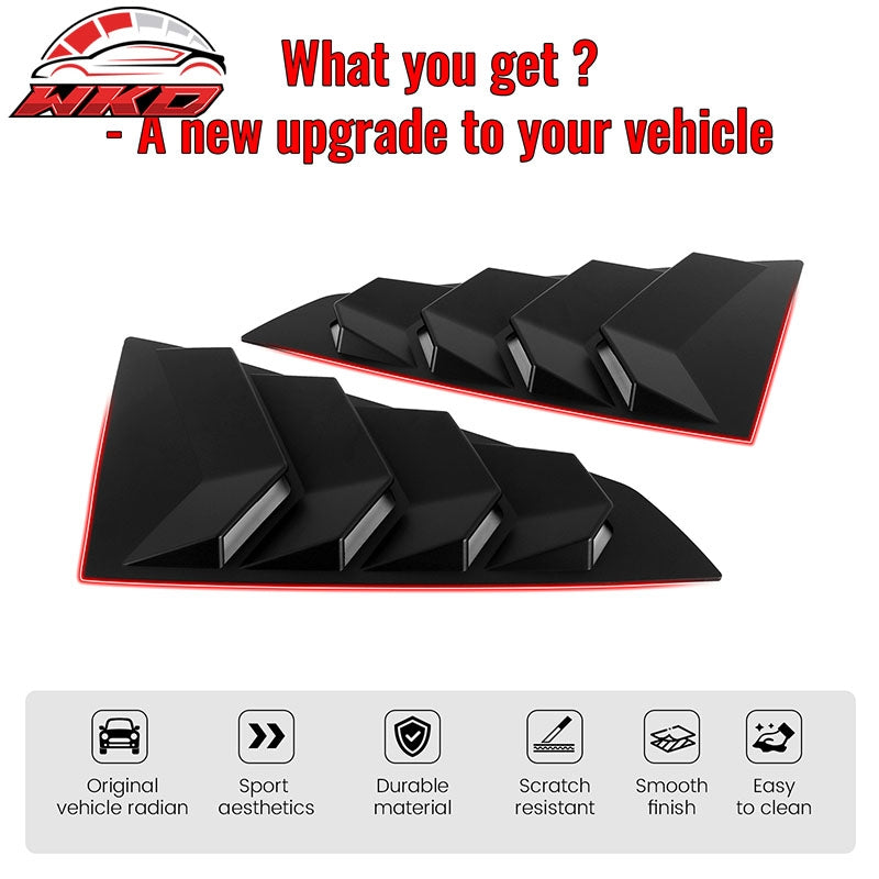 Fits 24-26 Ford Mustang S650 Coupe Side Window Louvers Scoop Vent Matte Black