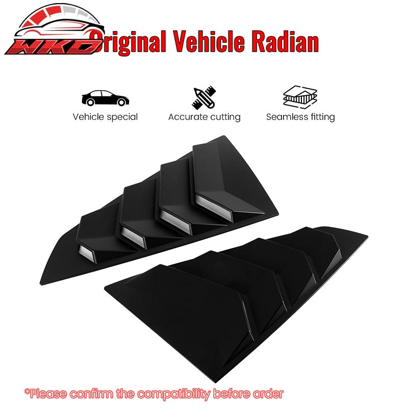 Fits 24-26 Ford Mustang S650 Coupe Side Window Louvers Scoop Vent Matte Black