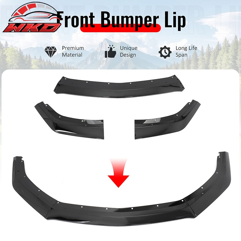 Fits 24-26 Ford Mustang S650 DH Front Bumper Lip Chin Splitter PP Gloss Black