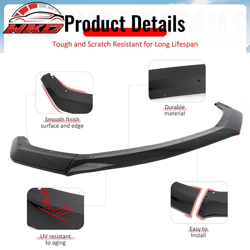Fits 24-26 Ford Mustang S650 DH Front Bumper Lip Chin Splitter PP Gloss Black