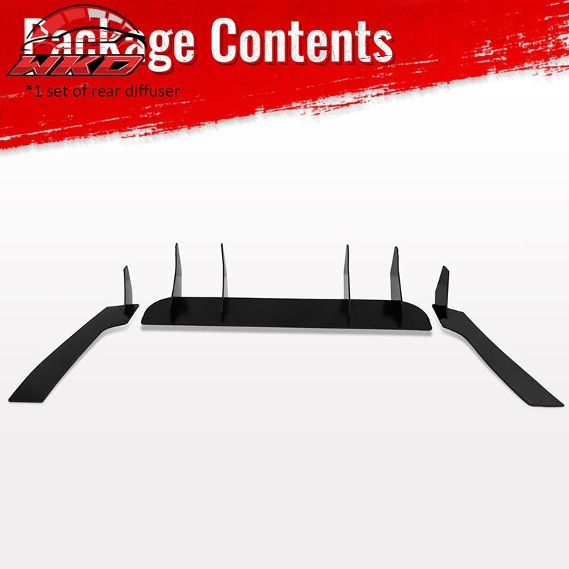 Fits 24-26 Ford Mustang S650 EcoBoost GT Rear Bumper Lip Diffuser Gloss Black PP