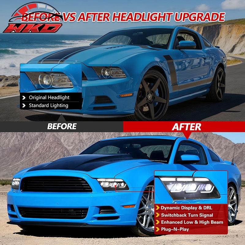 Fits 10-14 Ford Mustang 2024 S650 Style Headlights W/DRL Turn Signal H/L Beam