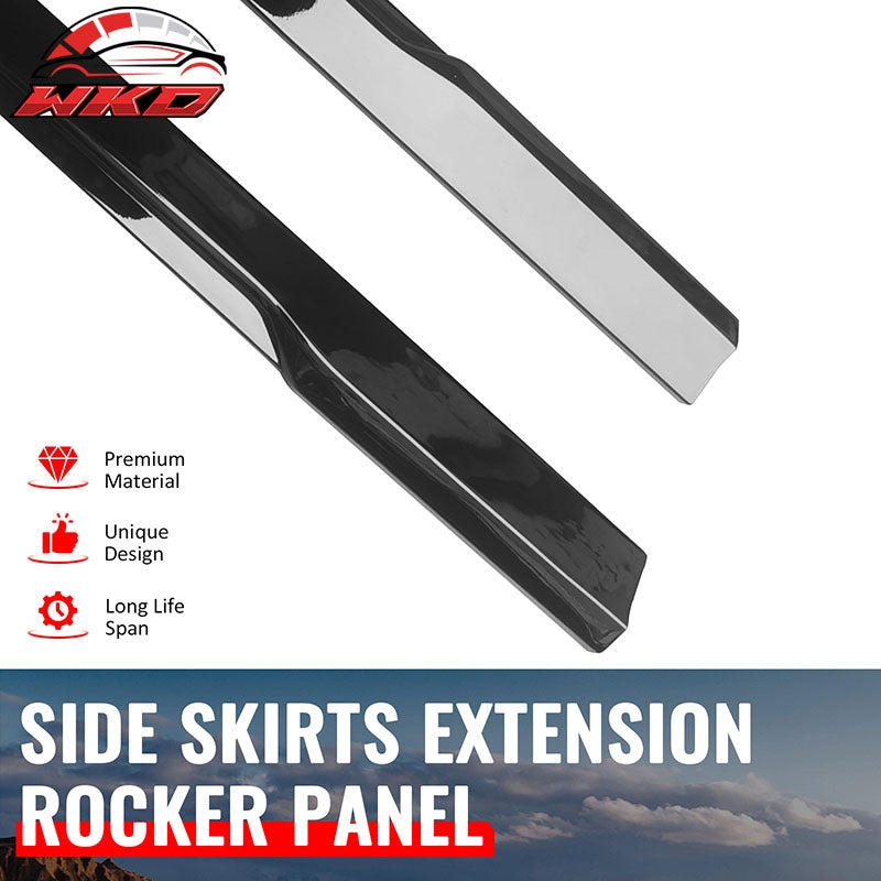 Fits 24-26 Ford Mustang IKON Style Gloss Black Side Skirts Diffuser Add on
