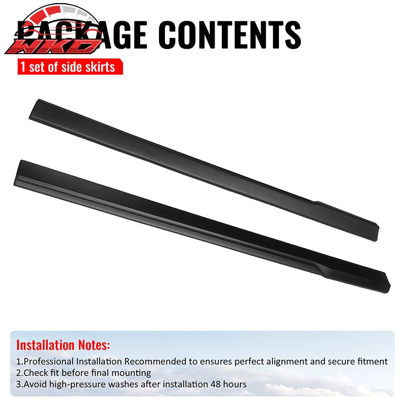 Fits 24-26 Ford Mustang IKON Style Matte Black Side Skirts Extension Lip Add on