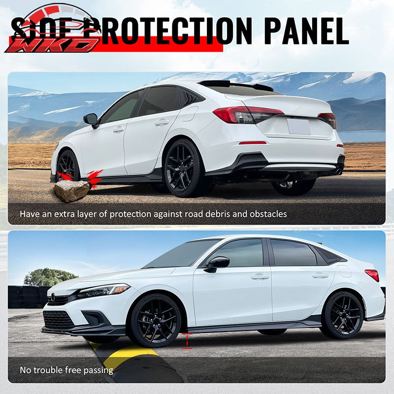 Fits 24-26 Ford Mustang IKON Style Matte Black Side Skirts Extension Lip Add on