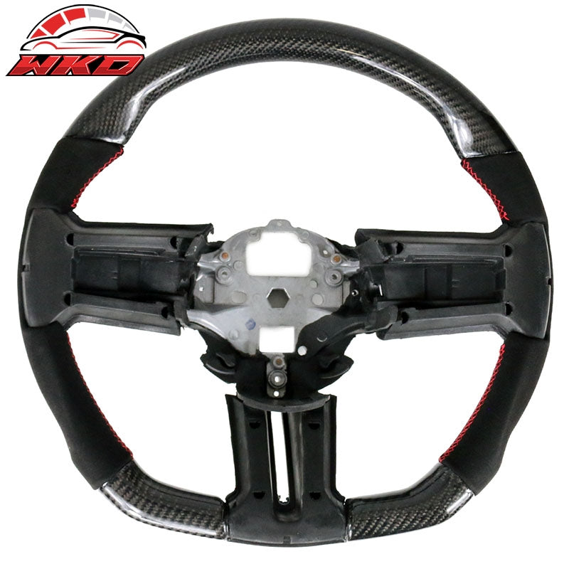 Wholesale 10-14 Ford Mustang Steering Wheel W/Red Stitching Alcantara Carbon Fiber CF
