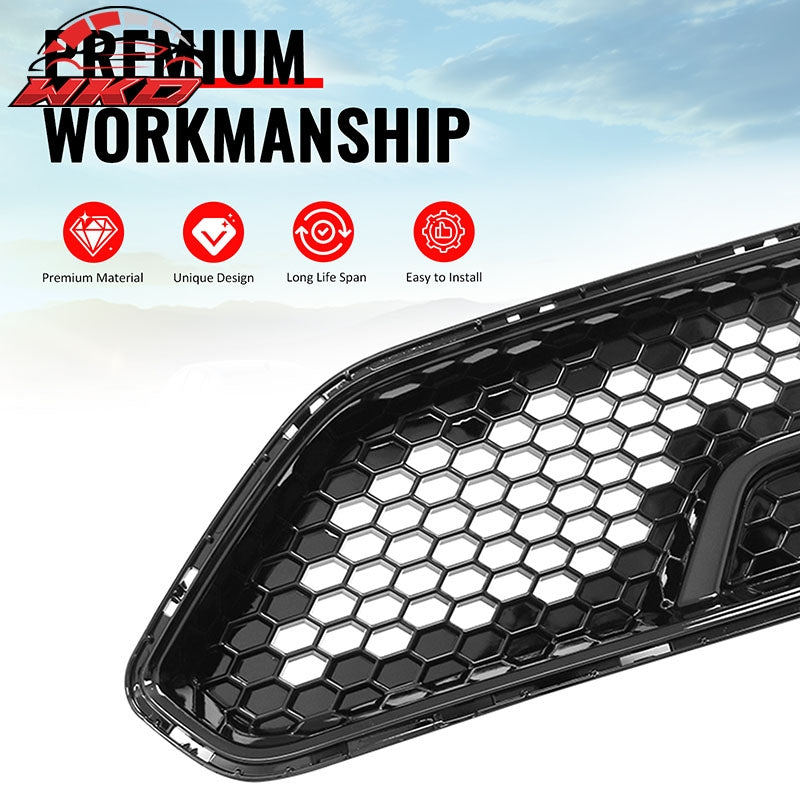 Fits 18-23 Ford Mustang Upper Grille Shelby Super Snake Style Gloss Black Guard