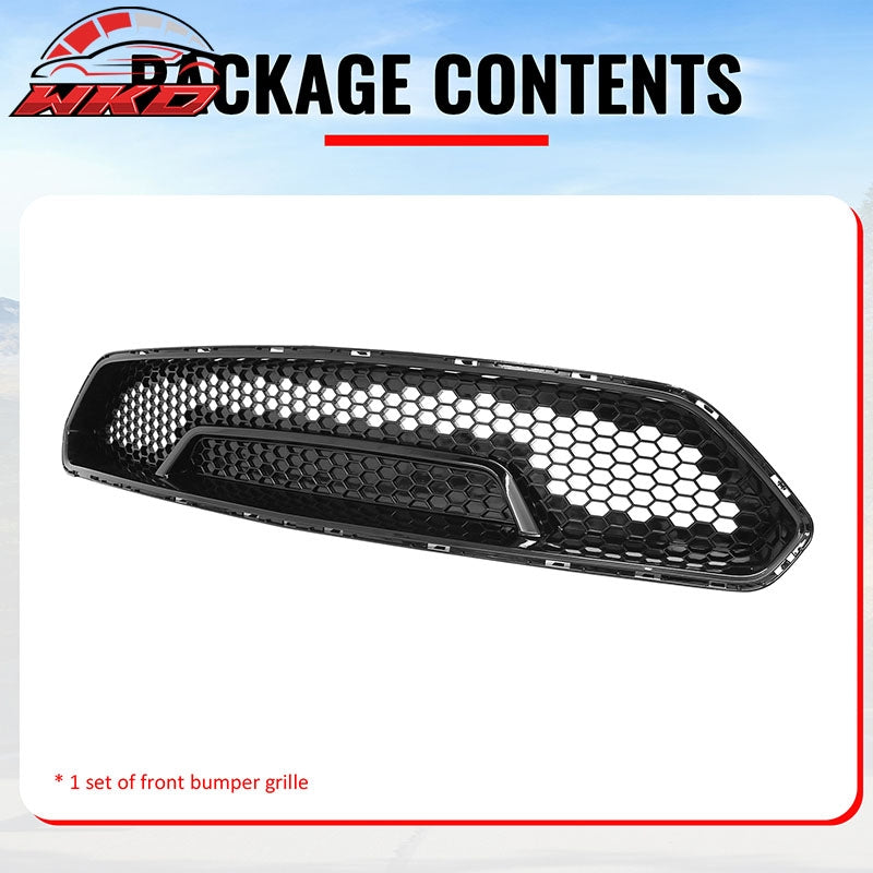 Fits 18-23 Ford Mustang Upper Grille Shelby Super Snake Style Gloss Black Guard