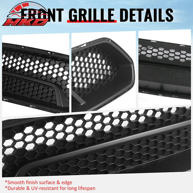 Fits 18-23 Ford Mustang Upper Grille Shelby Super Snake Style Matte Black Guard