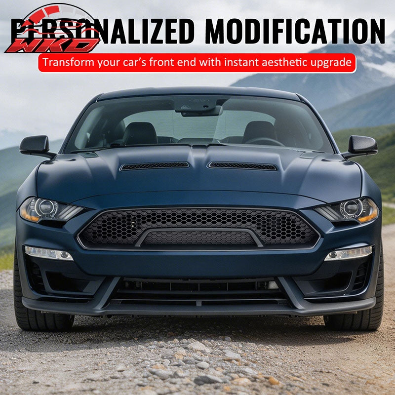 Fits 18-23 Ford Mustang Upper Grille Shelby Super Snake Style Matte Black Guard