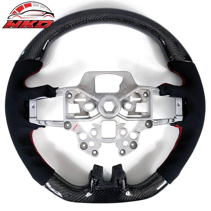 Wholesale 18-23 Ford Mustang Carbon Fiber & Alcantara Steering Wheel w/ Red Stitching