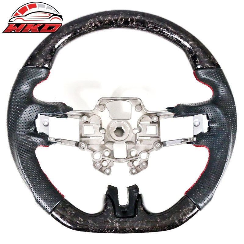 Wholesale 18-23 Ford Mustang Forged Carbon Fiber Leather Steering Wheel Red Stitching