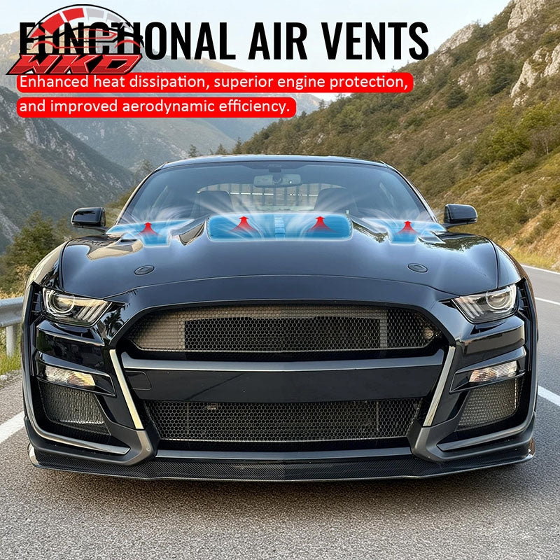 For 15-17 Ford Mustang V6/GT/GT350 20-23 GT500 GT500KR Style Front Hood Aluminum