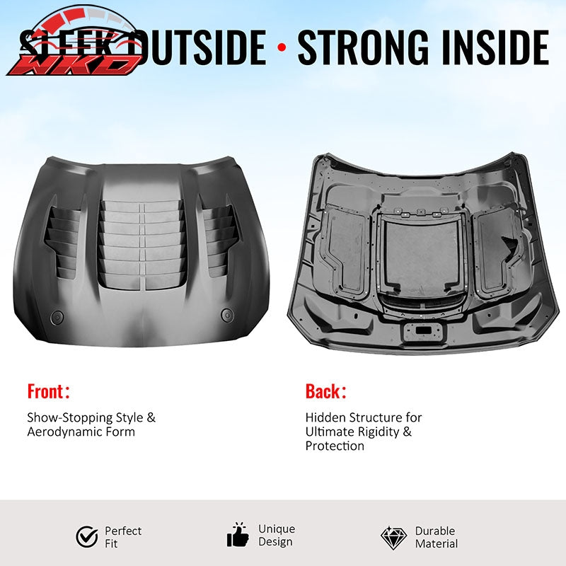 For 15-17 Ford Mustang V6/GT/GT350 20-23 GT500 GT500KR Style Front Hood Aluminum