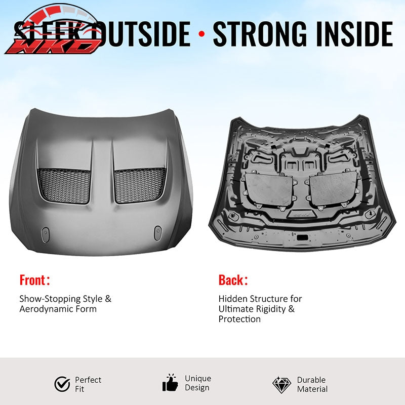 Fits 15-17 Ford Mustang V6/GT/GT350 20-23 GT500 GTD Style Front Hood Aluminum