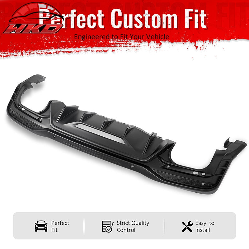 Fits 24-26 Ford Mustang V6/GT Rear Bumper Diffuser Rock Style Matte Black Lip