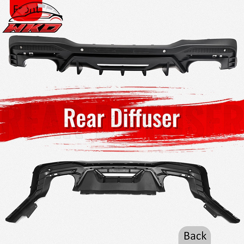 Fits 24-26 Ford Mustang V6/GT Rear Bumper Diffuser Rock Style Matte Black Lip