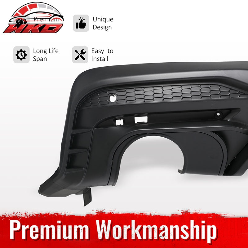 Fits 24-26 Ford Mustang V6/GT Rear Bumper Diffuser Rock Style Matte Black Lip