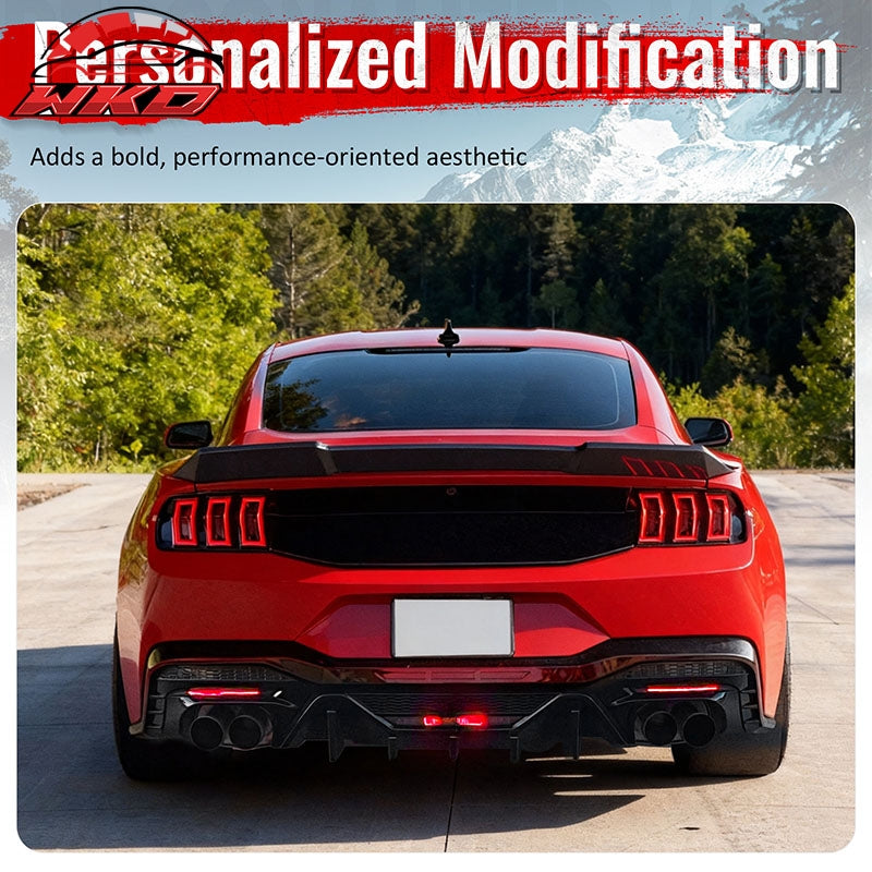 Fits 24-26 Ford Mustang V6/GT Rear Bumper Diffuser Speed Style Gloss Black Lip