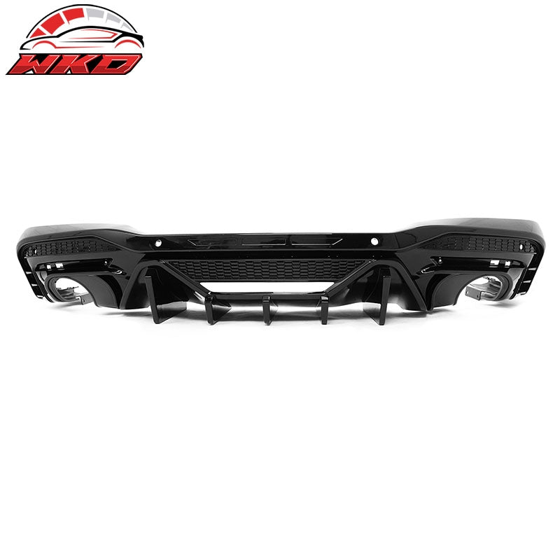 Fits 24-26 Ford Mustang V6/GT Rear Bumper Diffuser Speed Style Gloss Black Lip