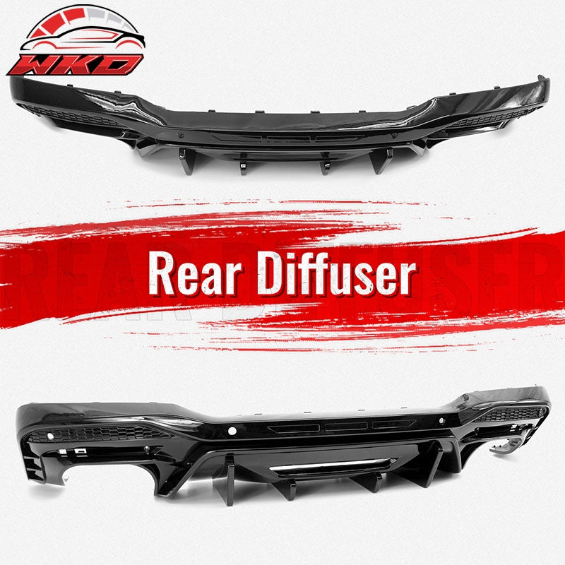 Fits 24-26 Ford Mustang V6/GT Rear Bumper Diffuser Competition Style Gloss Black