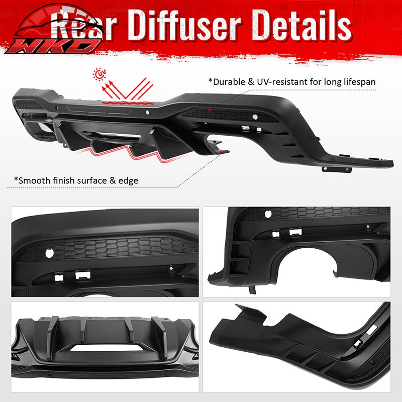 Wholesale 24-26 Ford Mustang V6/GT Rear Bumper Diffuser Competition Style Matte Black - Wikond Auto