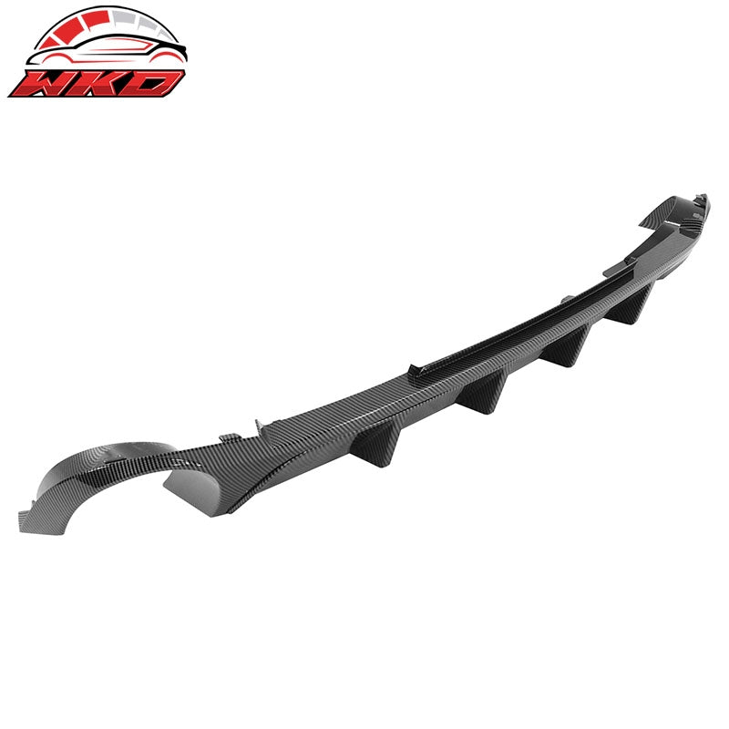 Fits 13-14 Ford Mustang V6 GT Carbon Fiber Print PP Rear Diffuser Lip W/ V1 Fin