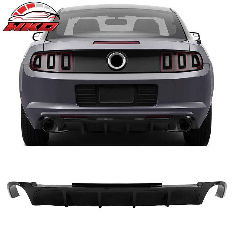 Wholesale 13-14 Ford Mustang V6 GT Gloss Black PP Rear Diffuser Lip W/ V1 Style Fin