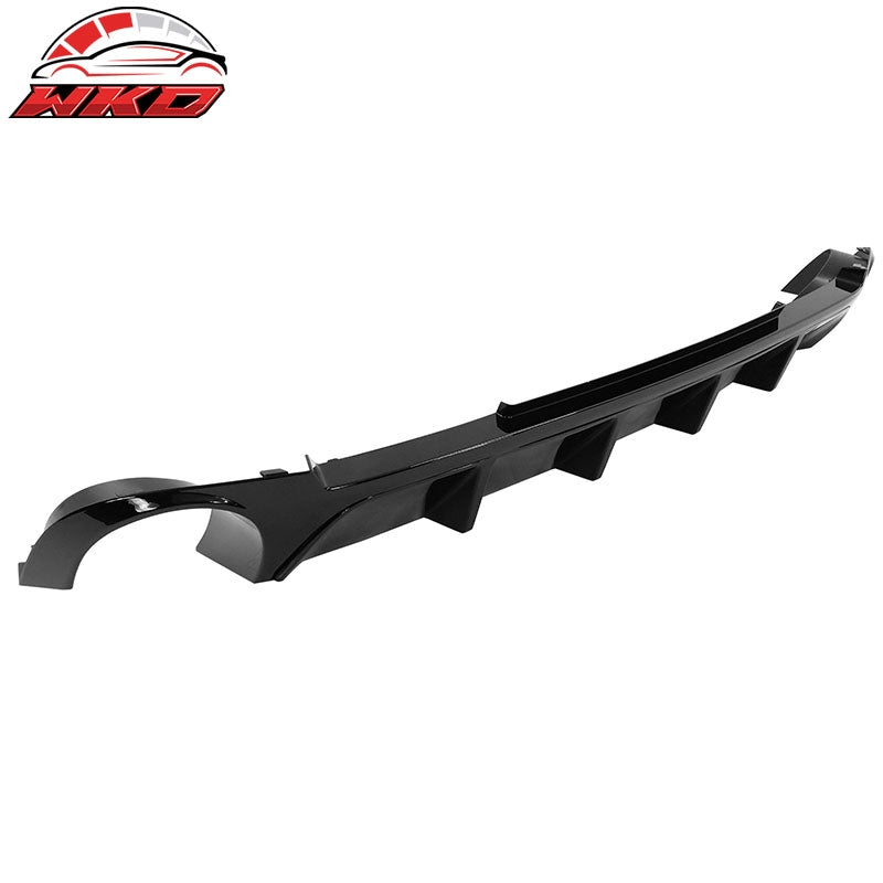 Fits 13-14 Ford Mustang V6 GT Gloss Black PP Rear Diffuser Lip W/ V1 Style Fin