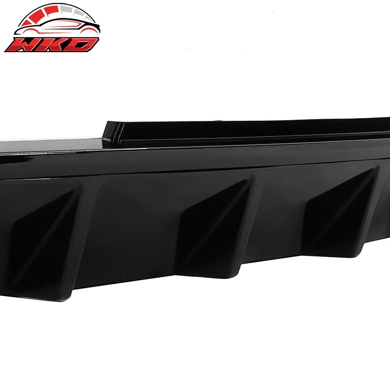 Fits 13-14 Ford Mustang V6 GT Gloss Black PP Rear Diffuser Lip W/ V1 Style Fin