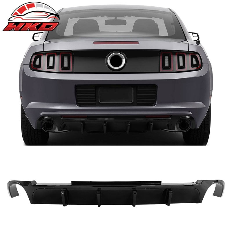 Wholesale 13-14 Ford Mustang V6 GT Gloss Black PP Rear Diffuser Lip W/ V2 Style Fin