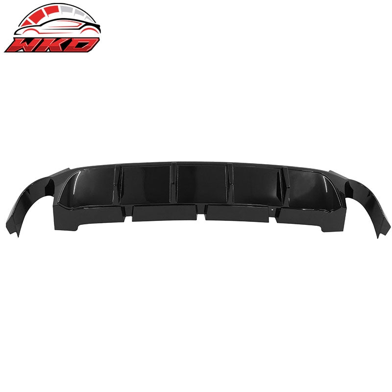 Fits 13-14 Ford Mustang V6 GT Gloss Black PP Rear Diffuser Lip W/ V2 Style Fin
