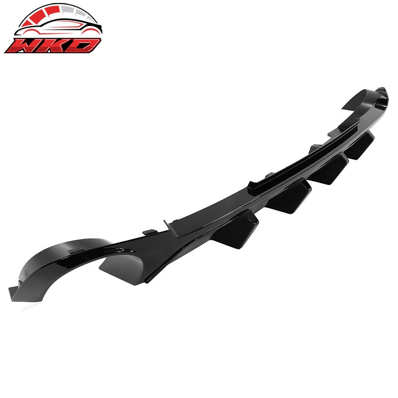 Fits 13-14 Ford Mustang V6 GT Gloss Black PP Rear Diffuser Lip W/ V2 Style Fin