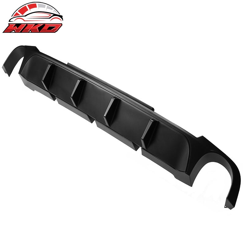 Fits 13-14 Ford Mustang V6 GT Matte Black PP Rear Diffuser Lip W/ V2 Style Fin