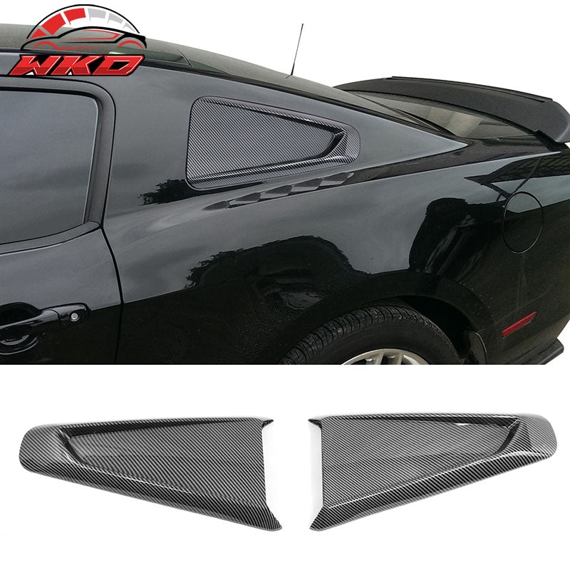 Fits 10-14 Ford Mustang IKON Side Quarter Window Louver Cover Carbon Fiber Print