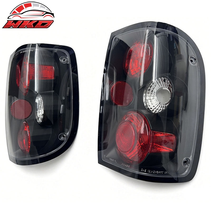 For 93-97 Ford Ranger Rear Tail Lights LH RH Lamps Black Housing Clear Lens Pair