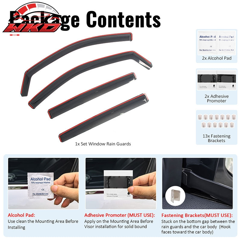 Fits 19-23 Ford Ranger SupeCrew In-Channel Window Visors Rain Guards Deflectors
