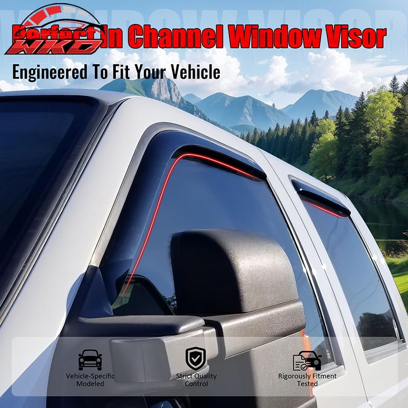 Fits 19-23 Ford Ranger T8 Crew Cab Window Visors In Channel Rain Guard Deflector